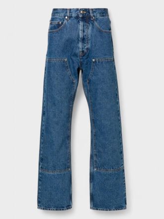 Palm Angels Mens Monogram Workwear Denim Jeans Blue - Size 34 (Waist)