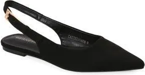 Berness Caitriona Pointed Toe Slingback Flat in Black Sde at Nordstrom Rack, Size 6.5