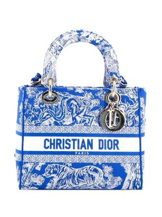 Dior Toile de Jouy Lady D-Lite Bag Embroidered Canvas tote bag - Blauw