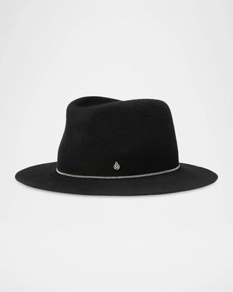Maison Michel Andr&eacute; Chain-Embellished Wool Felt Fedora