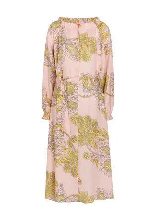 La DoubleJ LA Double J Cerere Printed Belted Linen Midi Shirt Dress - Pink - S (UK8-10 / S)