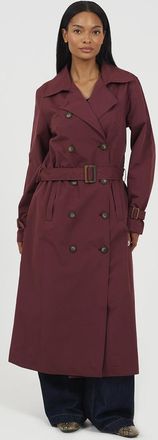 Brave Soul Womens Burgundy Double-Breasted Longline Trench Coat - Size 14 UK