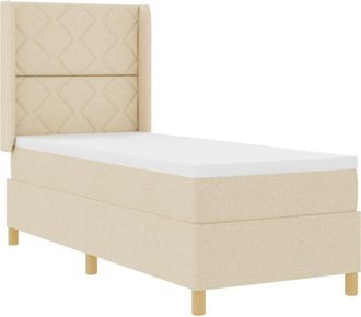 vidaXL Box Spring Bed with Mattress Cream 80 x 200 cm Fabric Vidaxl