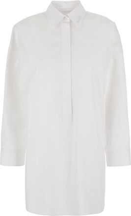 Gucci White Shirt With Classic Collar And Logo Lettering On The Collar In Cotton Woman