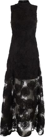 Rotate Bruine mouwloze lange jurk met hoge hals en all-over bloemenborduursel in Tech Fabric voor dames - Dames - Maxi kleedjes - Bruin - XS - Kleedjes