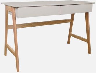 Sweeek Scrivania decorata in legno di hevea con 2 cassetti