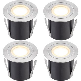 Loops 4 PACK Recessed IP67 Guide Light - 1.2W Warm White LED - Stainless Steel in Metallics