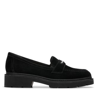 Clarks Womens Lauryl Step Loafer, Black Suede, 11 Wide