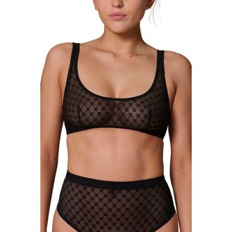 Simone P&eacute;r&egrave;le Plume Embroidered Bralette in Black at Nordstrom, Size X-Large