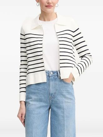 Pedro del Hierro Cardigan a righe con zip - Bianco