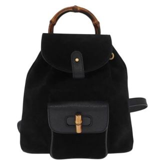 Gucci Pre-owned Backpacks, female, Black, Size: ONE SIZE Pre-owned Vintage Suede Backpack