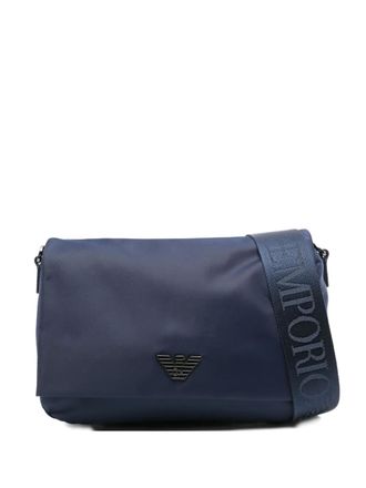 Emporio Armani eagle-logo messenger bag - Blue