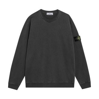 Stone Island Sweatshirts, male, Black, Size: L Malfil&eacute; Fleece Old Effect Sweatshirt