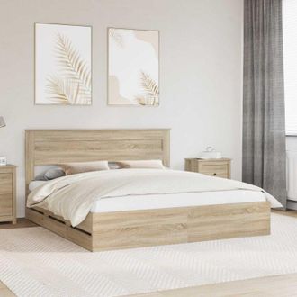 vidaXL Estructura De Cama Roble Sonoma 200 X 200 Cm Madera Ingenieril Vidaxl