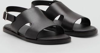 Mango Sandali 100% pelle fasce marrone - Uomo - 40 - MANGO MAN