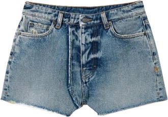 Twin-Set Shorts denim con orlo sfrangiato - Blu