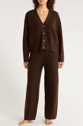 Nordstrom Cozy Rib Lounge Set in Dark Brown at Nordstrom, Size X-Large