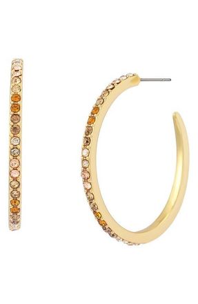 Kurt Geiger Pav&eacute; Medium Hoop Earrings in Gold/Neutral at Nordstrom