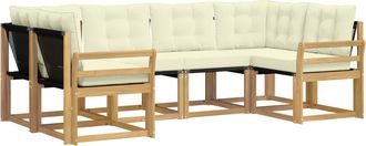 vidaXL Conjunto De Sof&aacute;s De Exterior 6 Uds. Blanco Y Crema Vidaxl