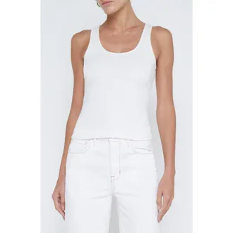 L'agence Adira Scoop Neck Rib Tank in White at Nordstrom, Size X-Small