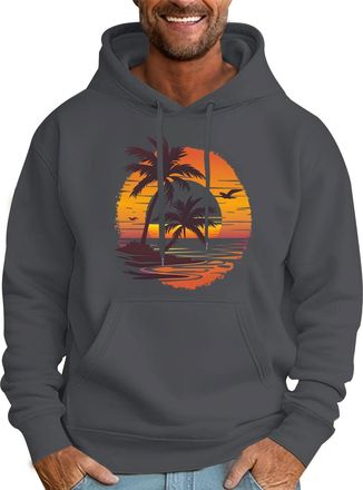 Generic Lightweight Hoodie Mens Hoodies for Men UK Tropical Retro Coconut Palm Trees Print Hoody Hooded Sweatshirts Drawstring Pullover Gym Golf Sweat Hoodie 