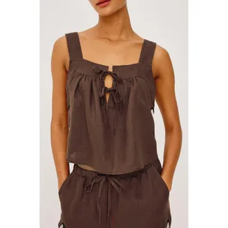 Rails Calais Embroidered Crop Tank in Cocoa Floral Embroidery at Nordstrom, Size Xx-Small