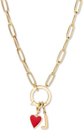 Brook & York Cameron Initial Heart Charm Necklace in Gold J at Nordstrom