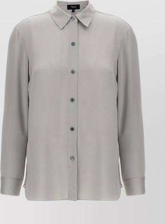 Theory straight shirt with buttoned cuffs and pleated back