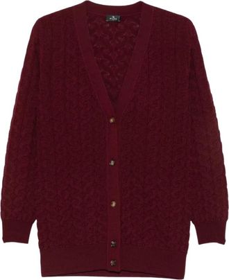 Etro Cardigan met bloemenprint - Dames - Vesten - Rood - S - Truien & Vesten