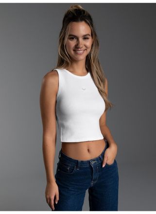 Trigema Crop-Top TRIGEMA TRIGEMA Cropped Top aus elastischem Doppelripp, Damen, Gr. XL, weiss (wei&szlig;), 90% Baumwolle, 10% Elasthan, Basic, Tops Crop-Top