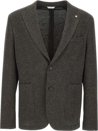 Manuel Ritz Blazer van wolmix met knoopsluiting - Heren - Blazers - Bruin - 2XL - Wol - Jassen