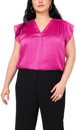 Vince Camuto Satin Pinstripe Chiffon Top in Bloomberry at Nordstrom Rack, Size 3X