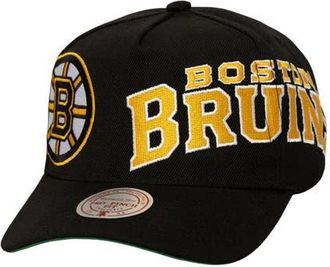 Mitchell & Ness Mens Mitchell & Ness Black Boston Bruins Busted Logo Wordmark Wrap-Around Pro Pinch Adjustable Hat at Nordstrom