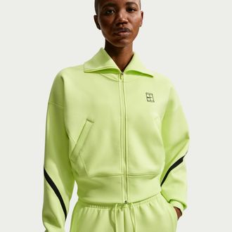 Nike Womens Advantage Dri-FIT Full-Zip Tennis Jacket in Yellow | IB0776-736