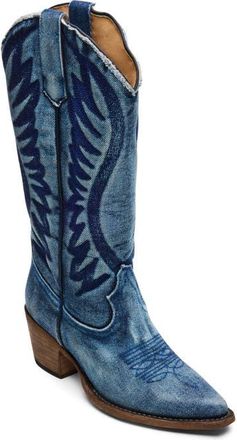 Steve Madden Albany Western Boot in Denim Fab at Nordstrom, Size 5.5