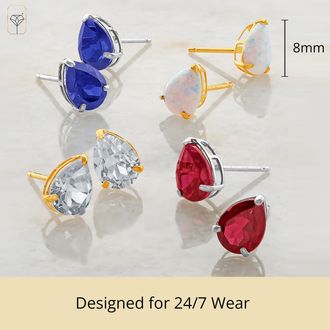 MAX + STONE 14k Yellow or White Gold Teardrop 8mm Gemstone Pear Shape Stud Earrings