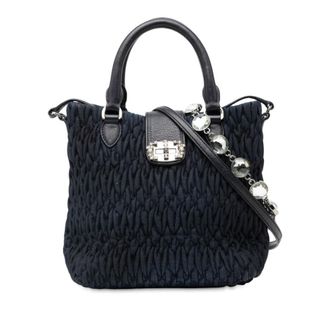 Miu Miu Pre-owned Miu Miu Matelasse Denim Crystal Satchel Ladies 2PO30SXQVG5MC82T