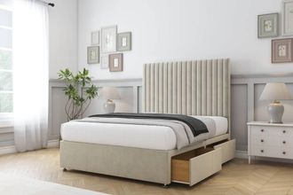 Comfort Beds Denver Plush Divan Base 2 Drawers - 54 Headboard in Cream | Size: Single