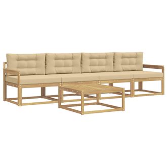 vidaXL Conjunto De Sof&aacute;s De Exterior Con Coj&iacute;n 4 Pcs Y Beige Vidaxl