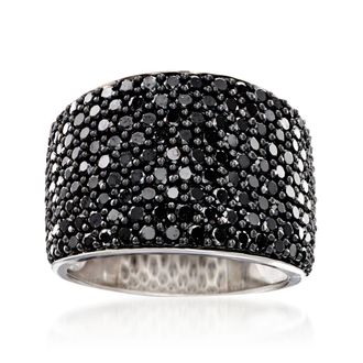Ross-Simons Pave Black Spinel Wide Ring in Sterling Silver