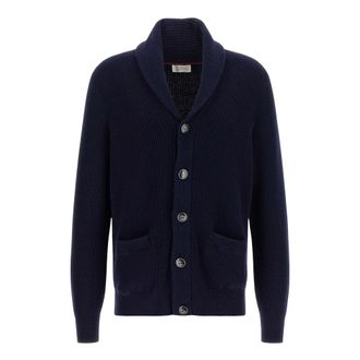 Brunello Cucinelli Shawl-Neck Cardigan - male - Brunello Cucinelli - Cardigans - Blue - 3XL - Knitwear