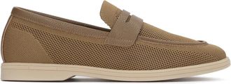 Kazar heren instapschoenen met geperforeerde stof en lederen details - Heren - Loafers - Beige - 43 EU - Leer - Schoenen