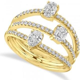 Allurez Round & Oval & Emerald Cut Diamond Ring 14k Yellow Gold (1.24ct)