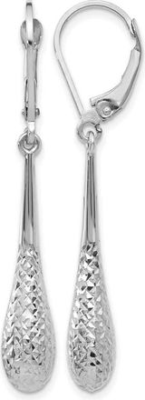 Diamond2Deal 14K White Gold Diamond-cut Drop Dangle Earrings
