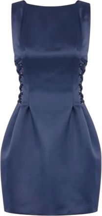 Elisabetta Franchi Kleedjes, Dames, Blauw, S, Stijlvol 100%Pl Mode Accessoire