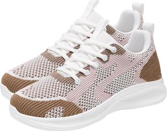 Generic Women Flat Shoes Casual Womens Soft Mesh Comfortable and Breathable Woven Sports Shoes Casual Shoes Shoe up (Coffee, 4.5)