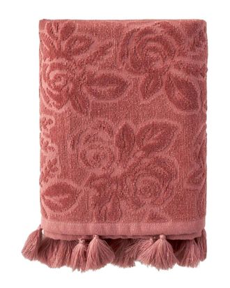 Bella Maison Set Of 2 Rose Jacquard Turkish Cotton Hand Towels
