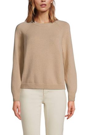 Lands End Drifter Jacquard Raglan Crew Neck Sweater in Champagne at Nordstrom, Size X-Small P