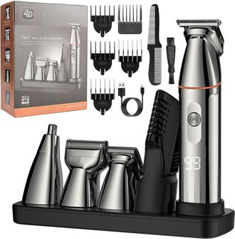 OEM Kit De Cortapelos Para Hombre, Recortador De Pelo Inal&aacute;mbrico, Recortador De Nariz, Cortapelos Para Hombre Con Pantalla Led, Plateado