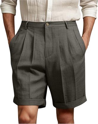 Generic Chino Shorts Men Baggy Pleated Front Golf Work Casual Shorts Lightweight Beach Vacation Outfits with Pockets (Grey,XXL)